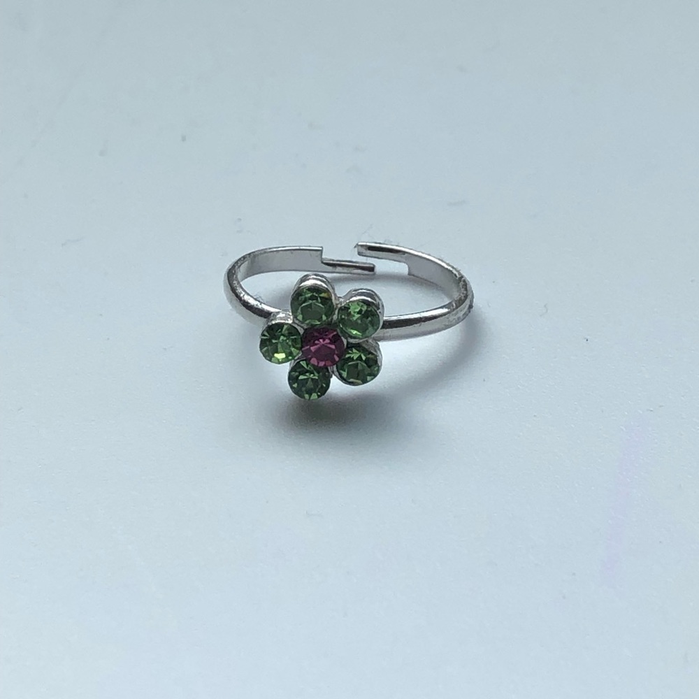 Children’s Adjustable Green and pink Flower Ring